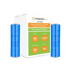 Colored Cast Machine Length Stretch Wrap Blue Opaque 40 Qty