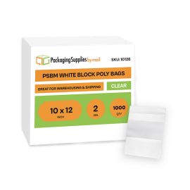 White Block Poly Bags 1000 Qty 10 x 12 Inch