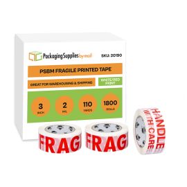 White Red Fragile Printed Tape 1800 Qty