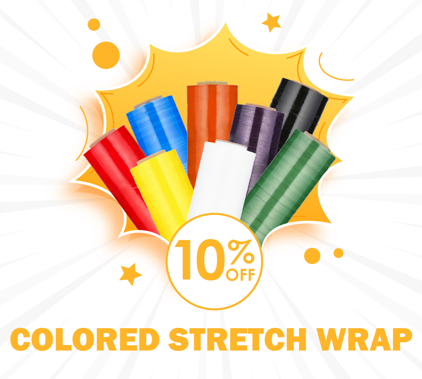 10% off Colored Stretch Wrap